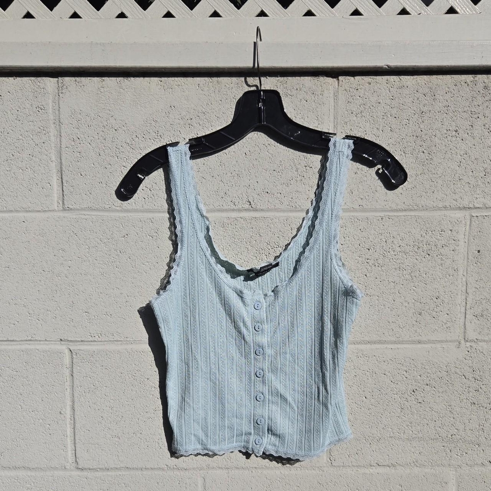 Light Blue Ribbed Tank Top